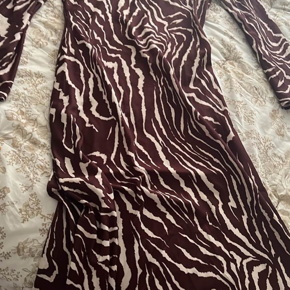 Elegant Zebra Print Long Sleeve Dress